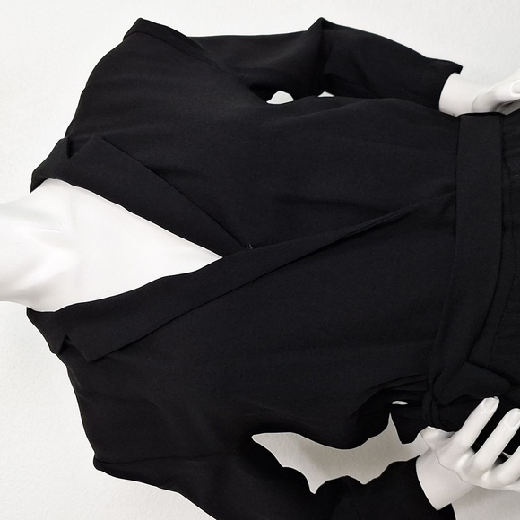 Modern Citizen Black Romantic Goth Surplice V-Neck Collared Belted Jumpsuit *S - Picture 2 of 8